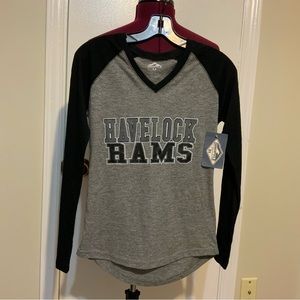 NWT Havelock Rams Print Black & Gray Long Sleeves Tee ,OHIOPYLE